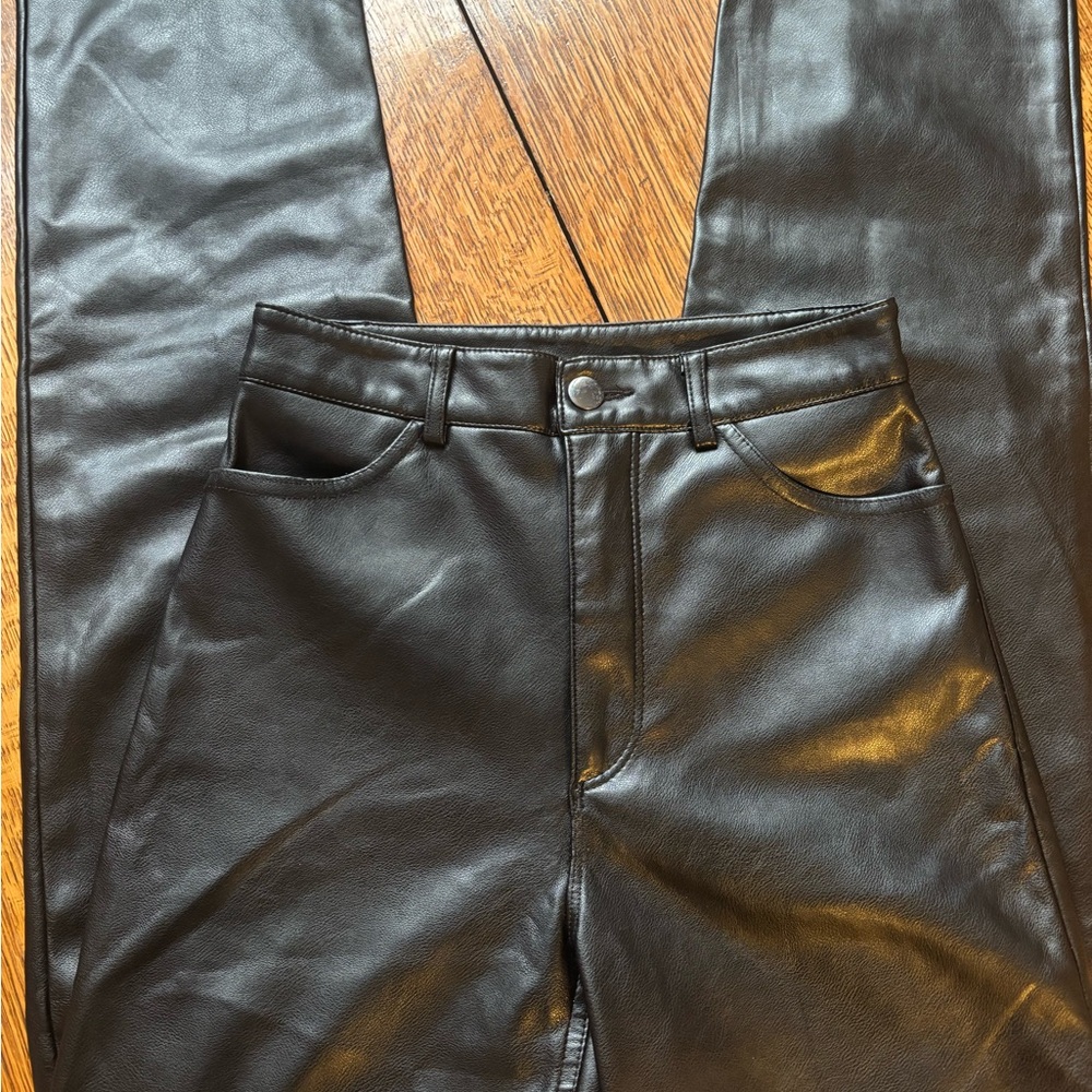Dynamite Black Faux Leather Waistband Pants